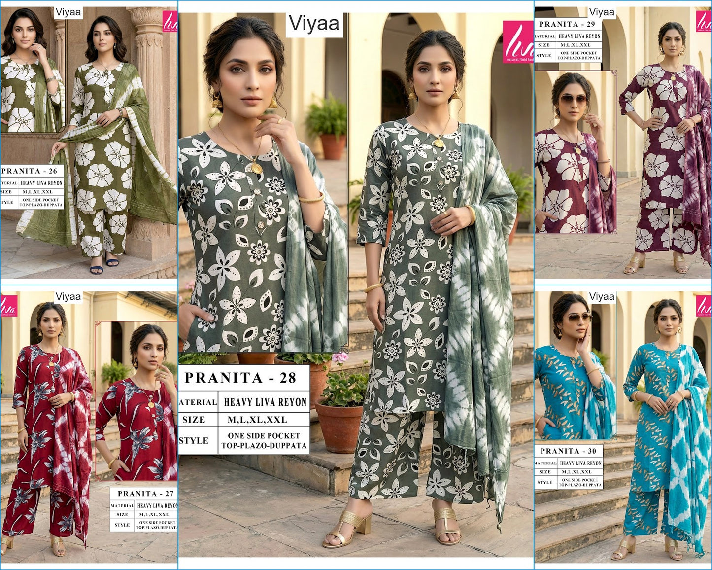 Pranita Viyaa Liva Rayon Readymade Plazzo Style Suits Supplier India
