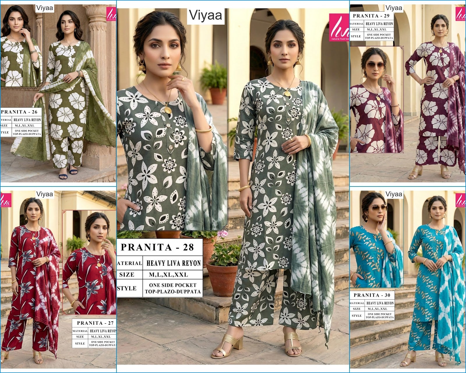 Pranita Viyaa Liva Rayon Readymade Plazzo Style Suits Supplier India