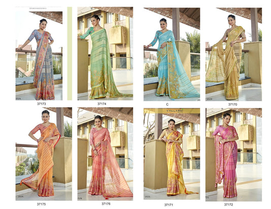 Praniti Vallabhi Prints Georgette Sarees Wholesale Price