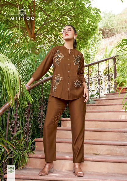 Pranjal Mittoo Viscose Weaving Co Ord Set Manufacturer India