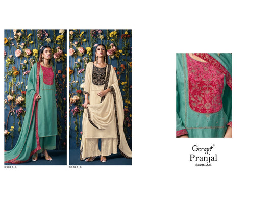 Pranjal S3096 Ganga Habutai Silk Plazzo Style Suits Wholesale Price