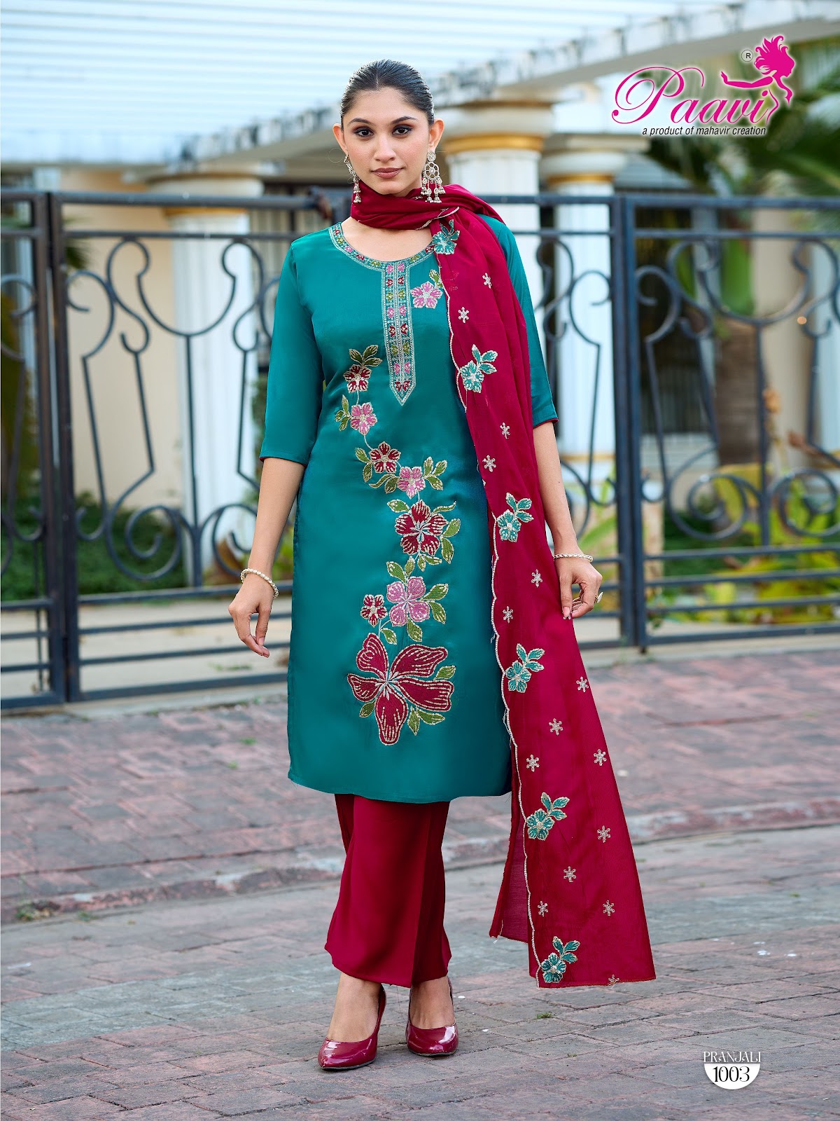 Pranjali Paavi Roman Readymade Pant Style Suits Wholesale Rate