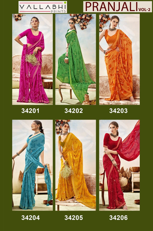 Pranjali Vol 2 Vallabhi Prints Georgette Sarees Supplier