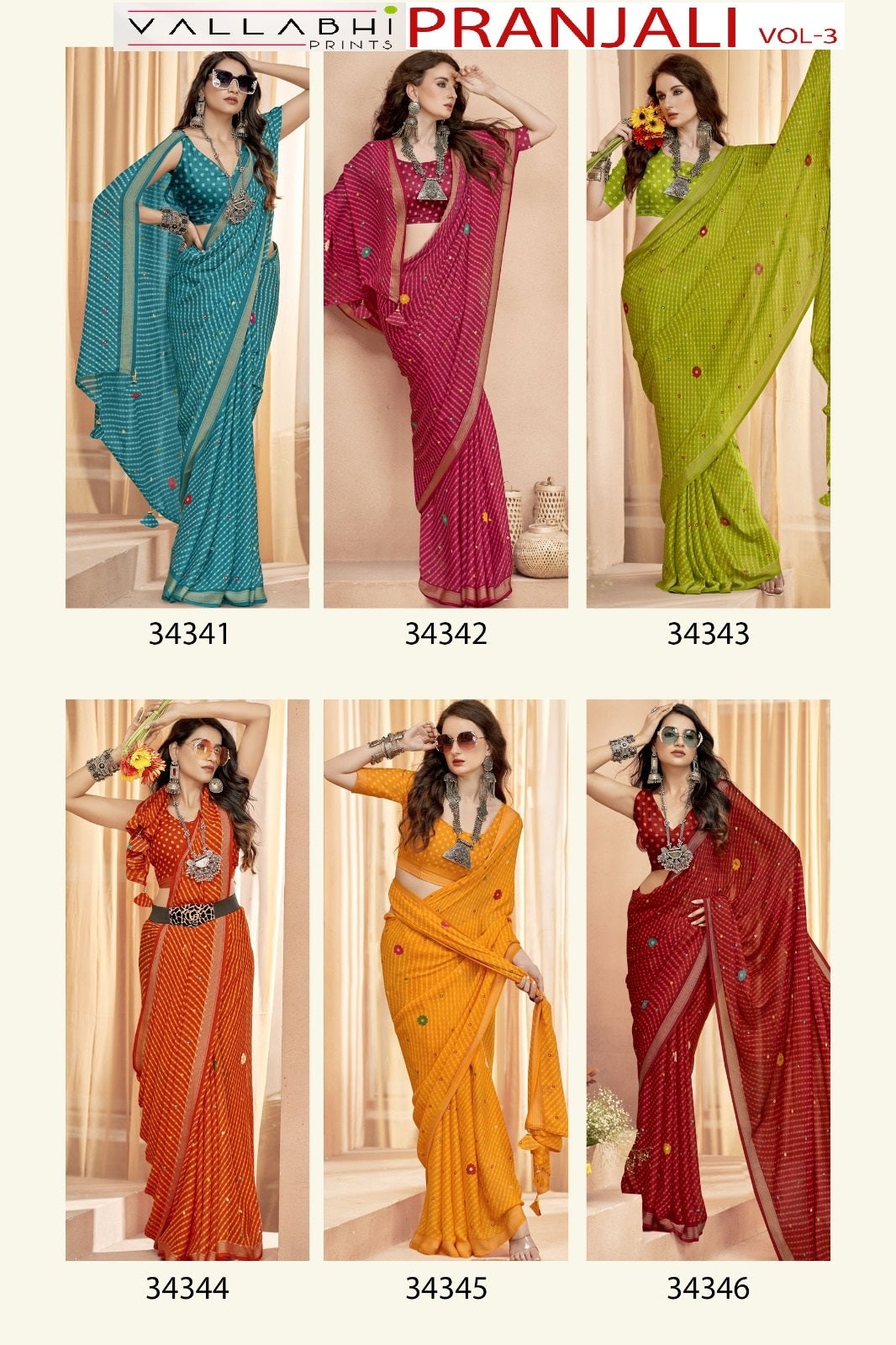 Pranjali Vol 3 Vallabhi Prints Georgette Sarees Exporter