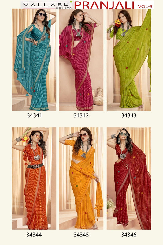 Pranjali Vol 3 Vallabhi Prints Georgette Sarees Exporter