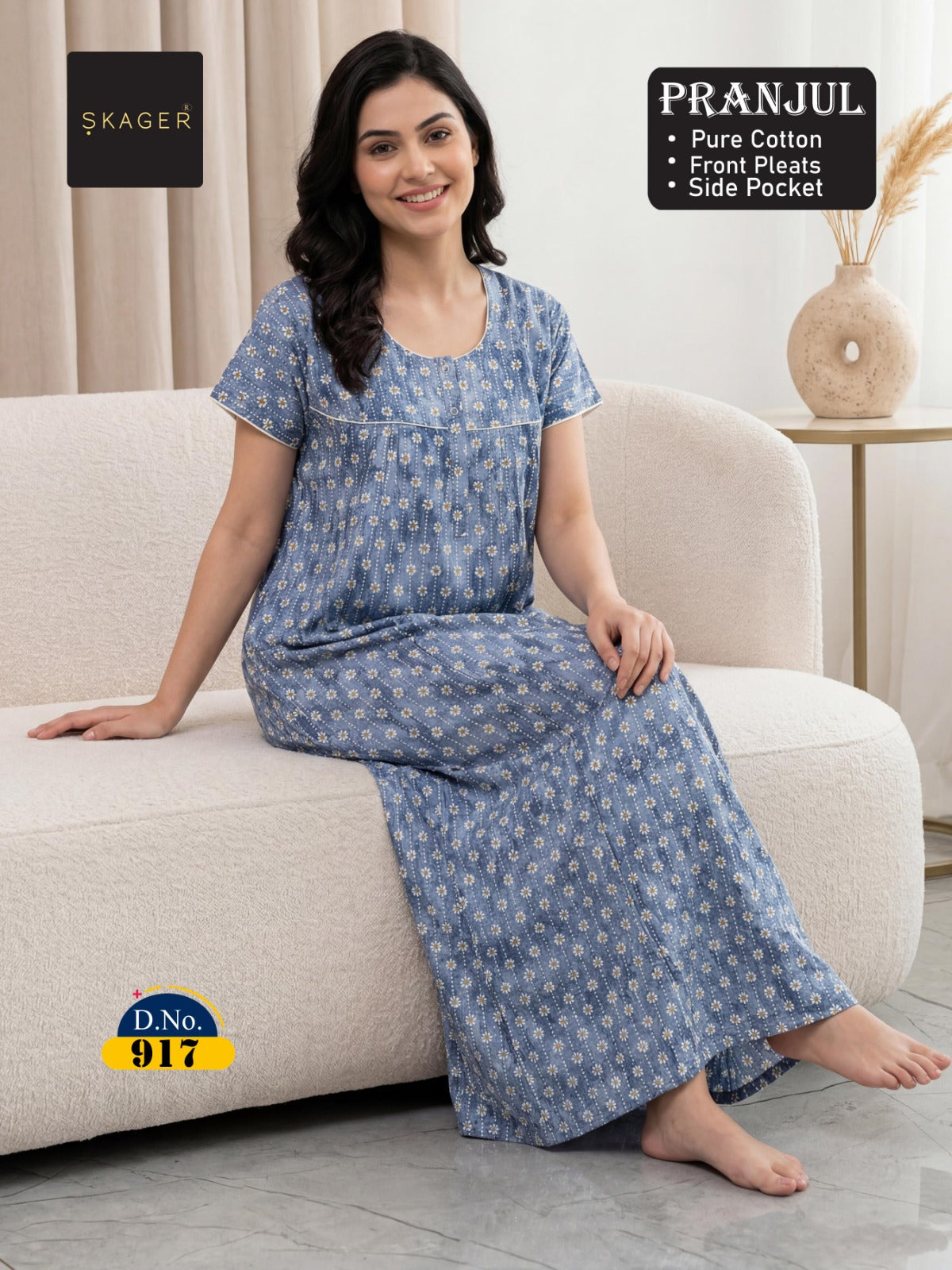 Pranjul 917-924 Skager Cotton Night Gowns Supplier