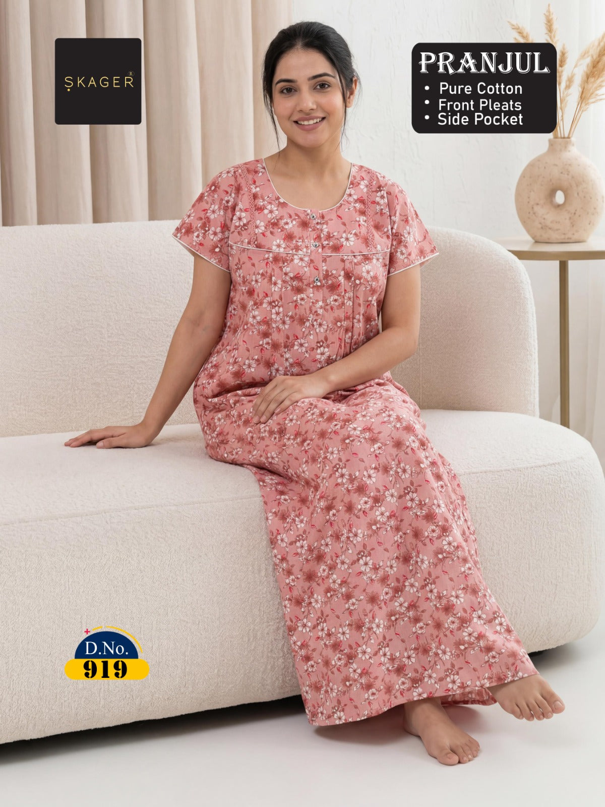 Pranjul 917-924 Skager Cotton Night Gowns Supplier