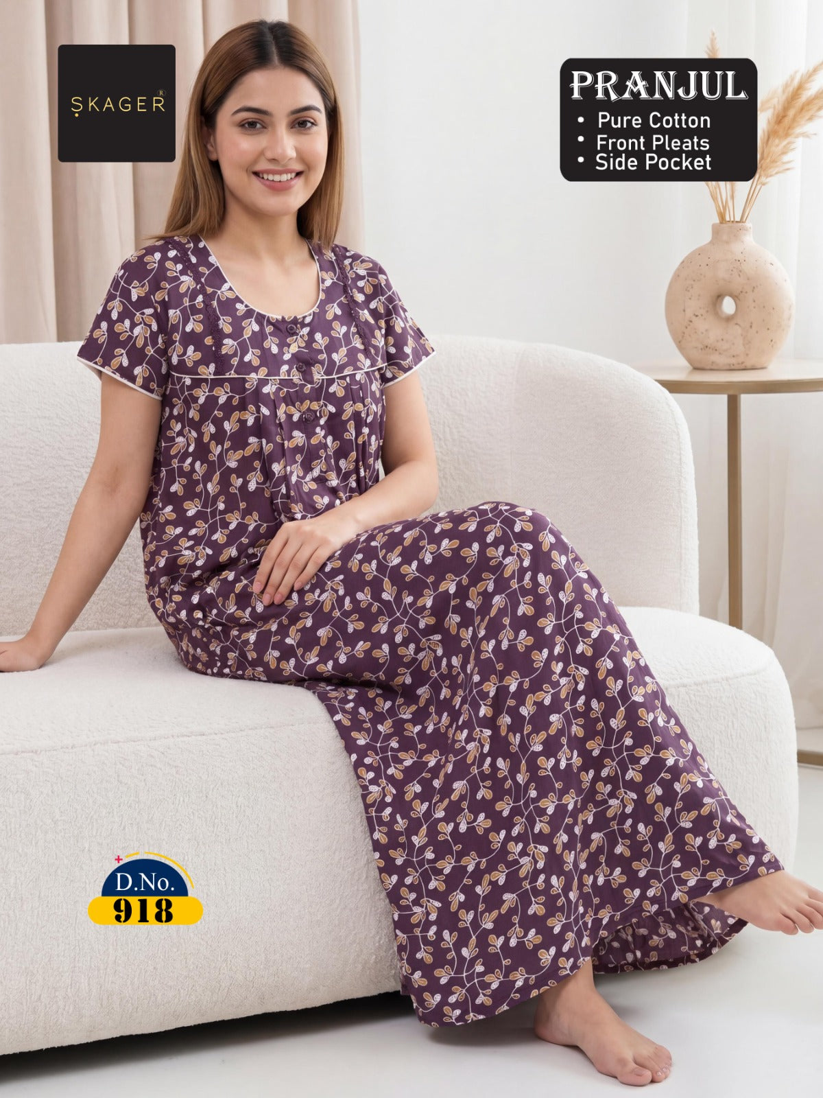 Pranjul 917-924 Skager Cotton Night Gowns Supplier