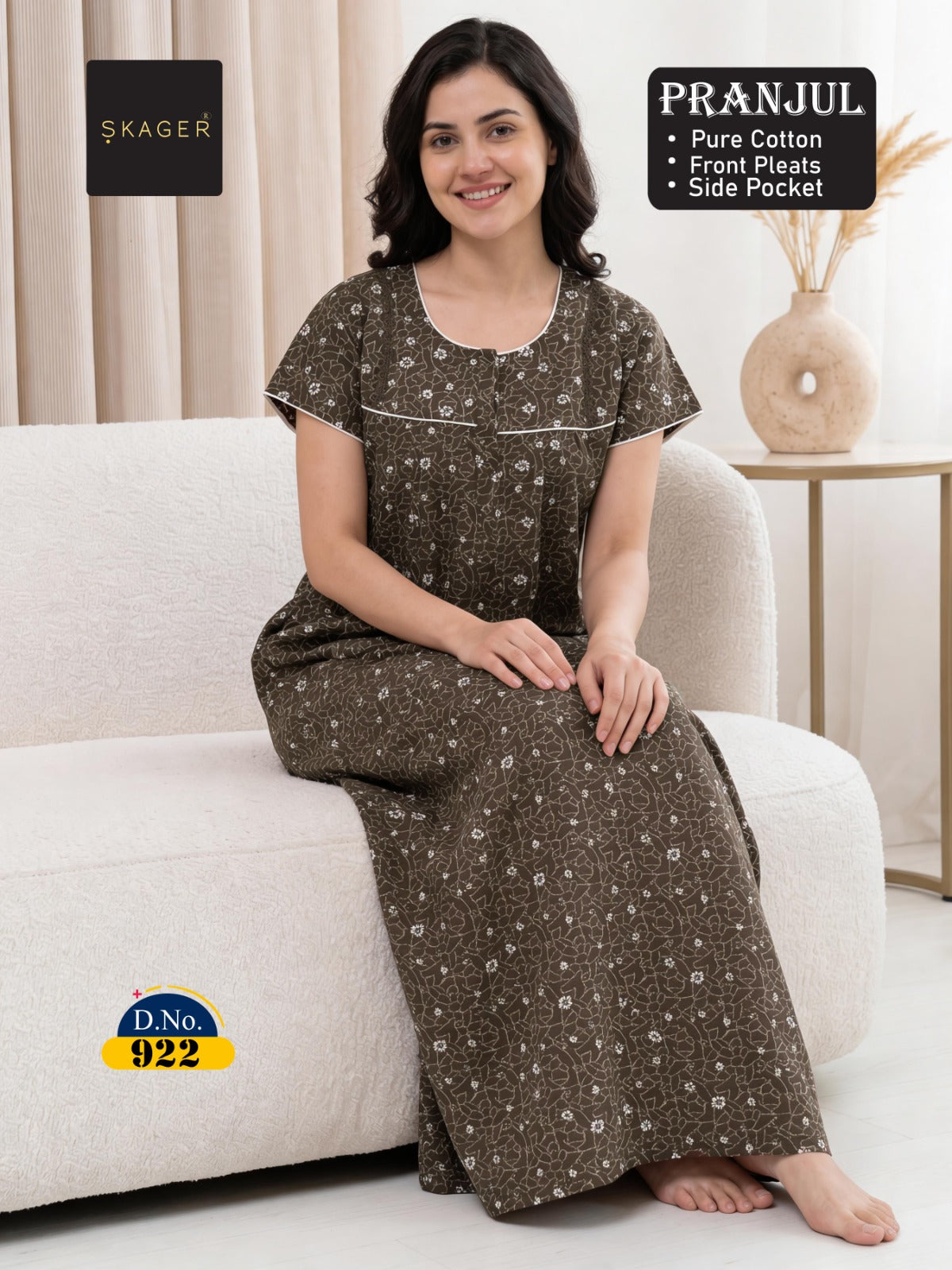Pranjul 917-924 Skager Cotton Night Gowns Supplier
