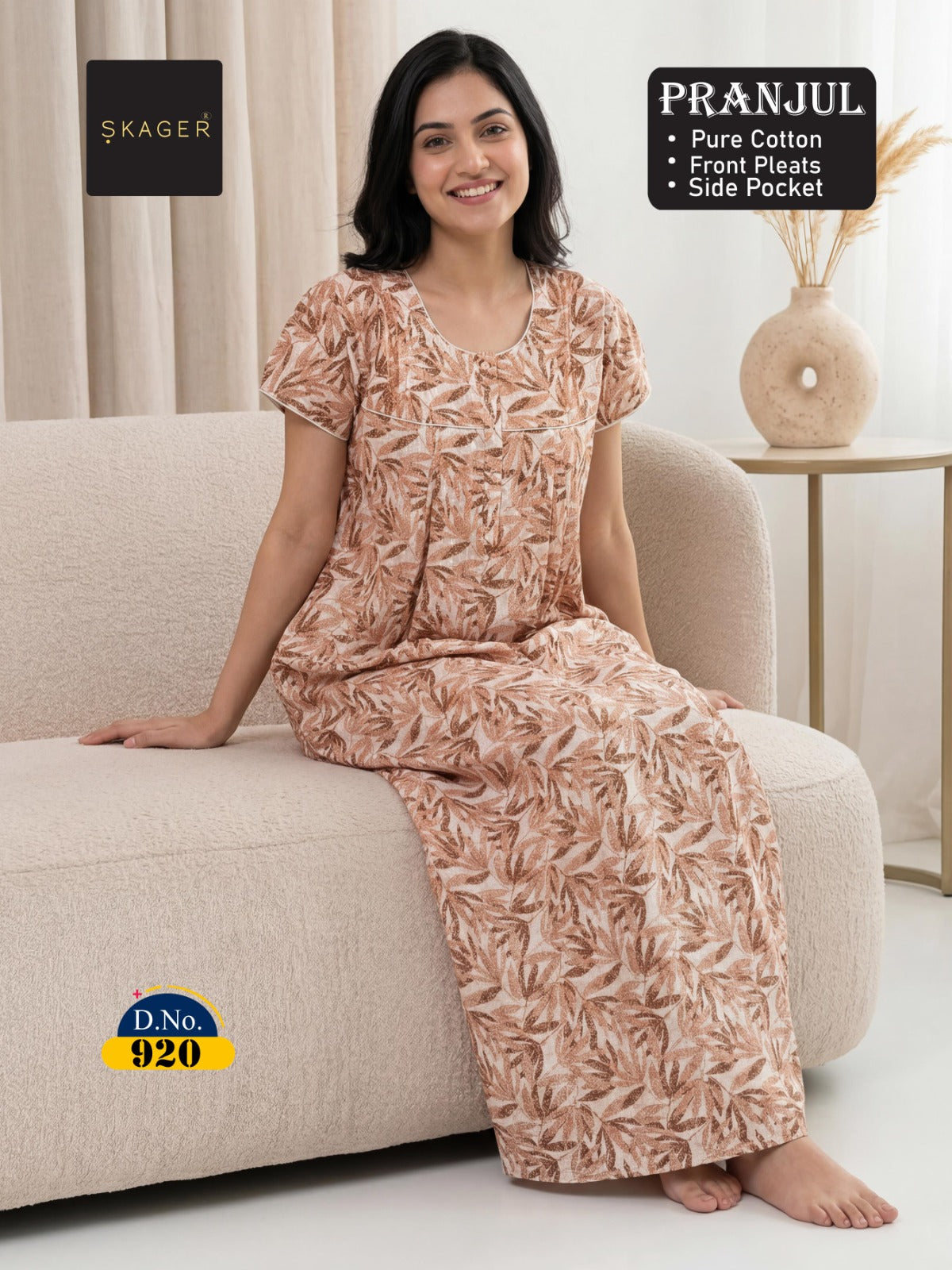 Pranjul 917-924 Skager Cotton Night Gowns Supplier