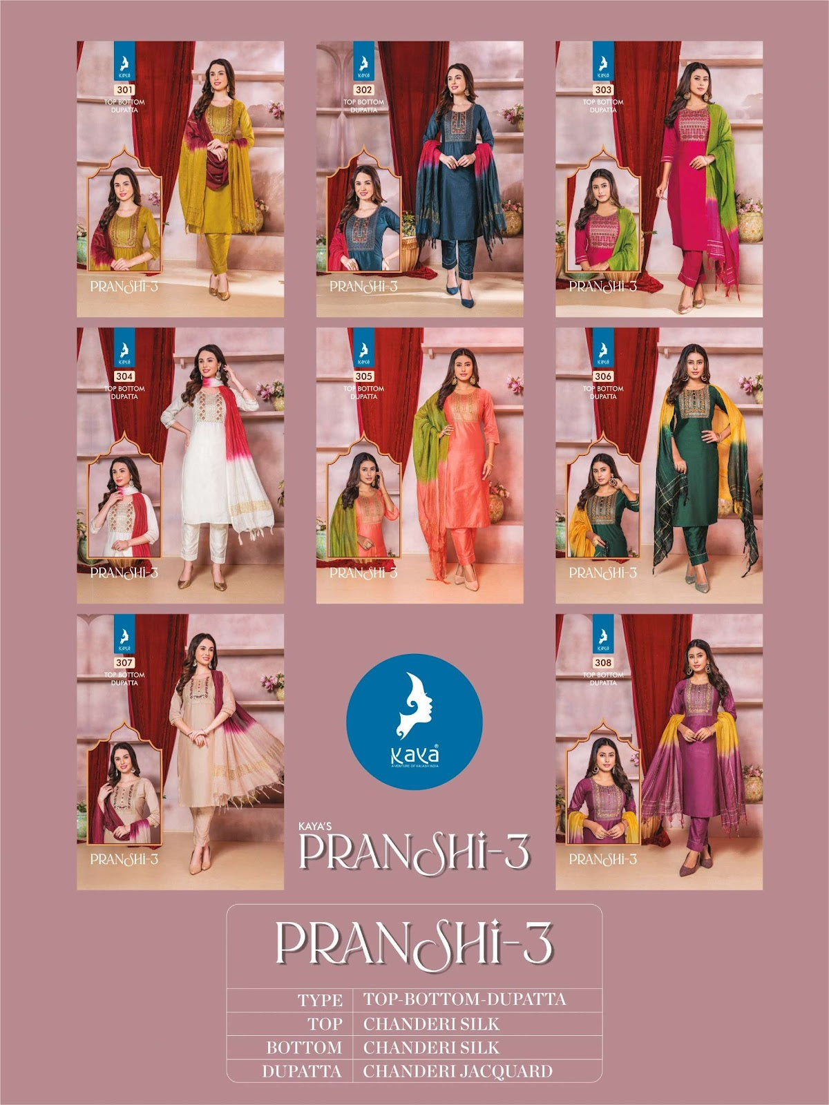 Pranshi Vol 3 Kaya Chanderi Silk Readymade Pant Style Suits Wholesale Price