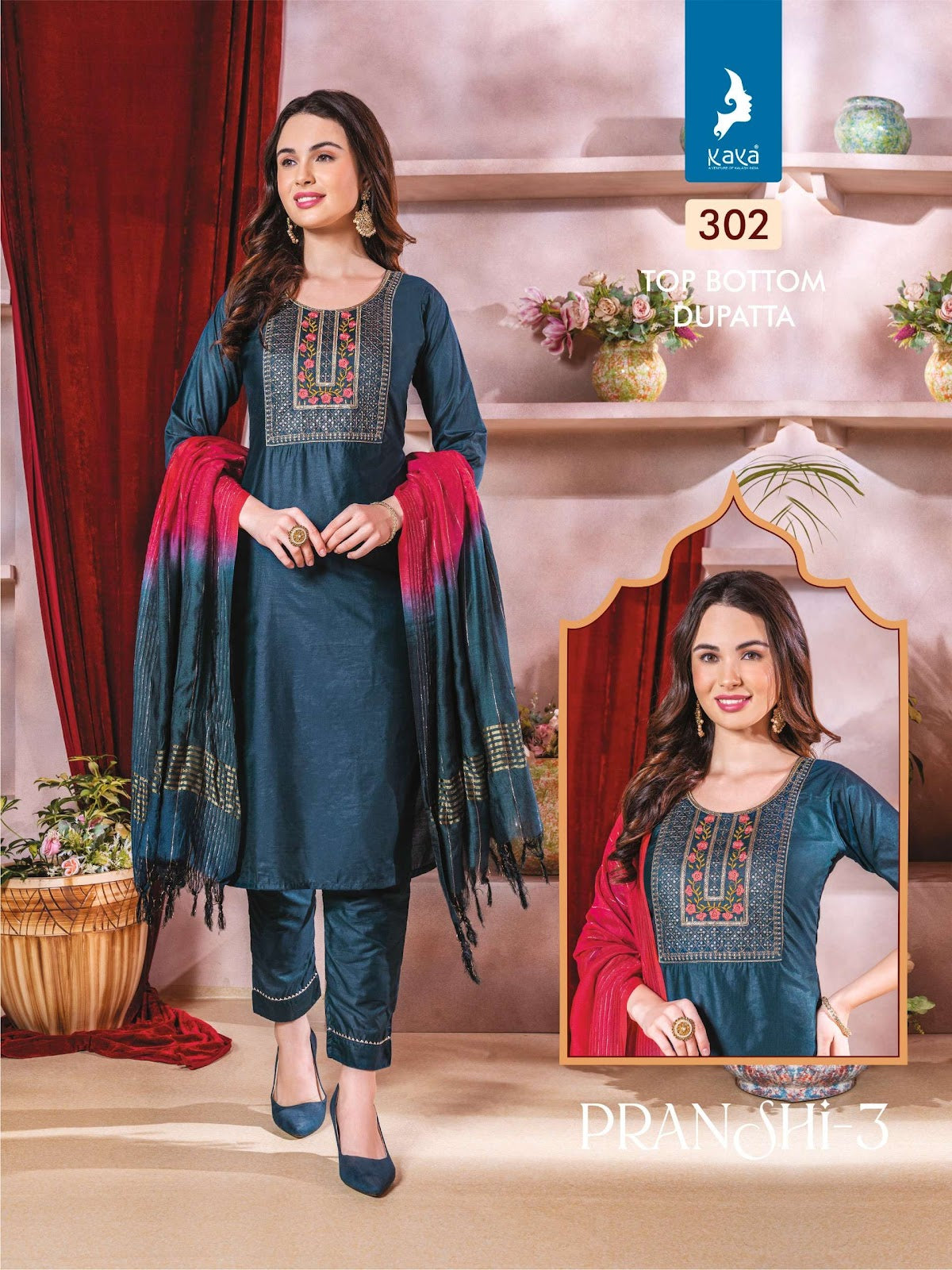 Pranshi Vol 3 Kaya Chanderi Silk Readymade Pant Style Suits Wholesale Price