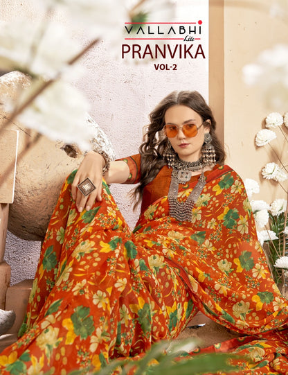 Pranvika Vol 2 Vallabhi Lite Georgette Sarees Wholesale Price