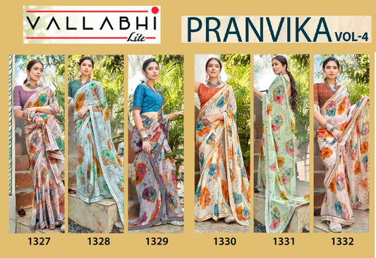 Pranvika Vol 4 Vallabhi Lite Georgette Sarees Exporter Ahmedabad
