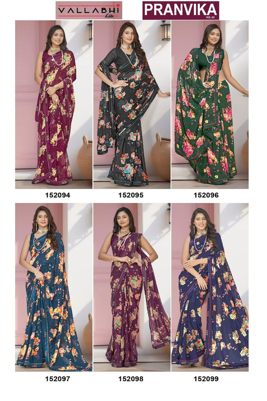Pranvika Vol 6 Vallabhi Lite Georgette Sarees Wholesale