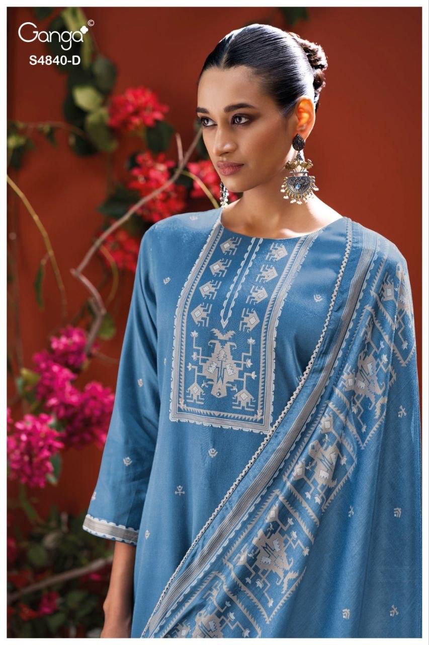 Pranvya 4840 Ganga Cotton Pant Style Suits Exporter India