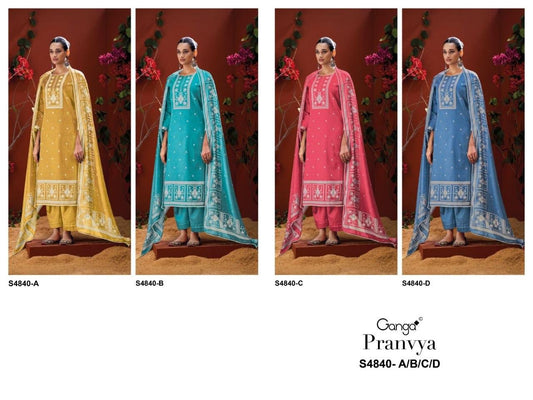 Pranvya 4840 Ganga Cotton Pant Style Suits Exporter India
