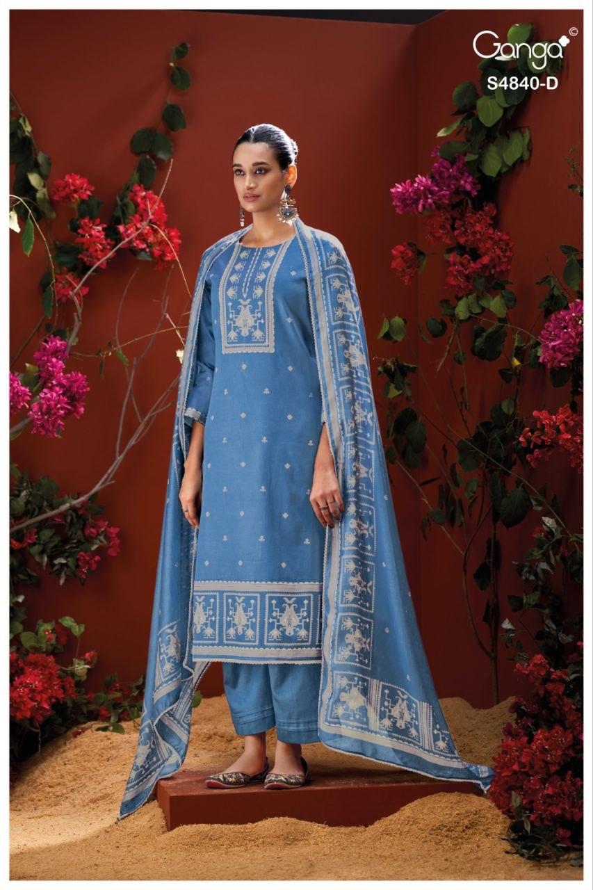 Pranvya 4840 Ganga Cotton Pant Style Suits Exporter India