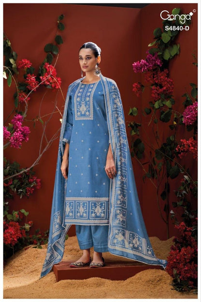 Pranvya 4840 Ganga Cotton Pant Style Suits Exporter India