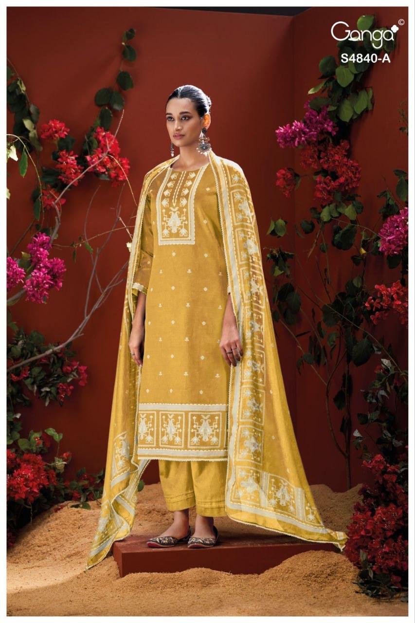 Pranvya 4840 Ganga Cotton Pant Style Suits Exporter India