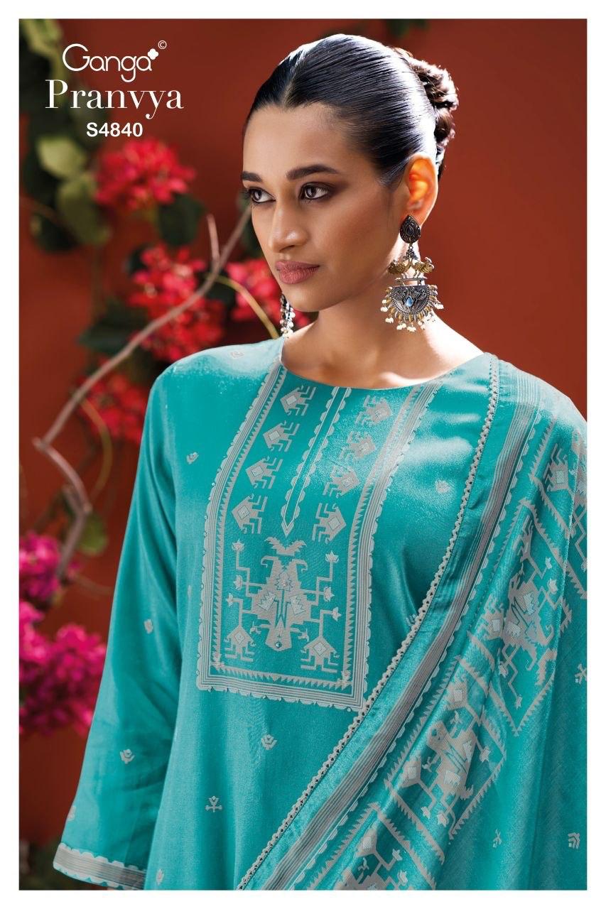 Pranvya 4840 Ganga Cotton Pant Style Suits Exporter India
