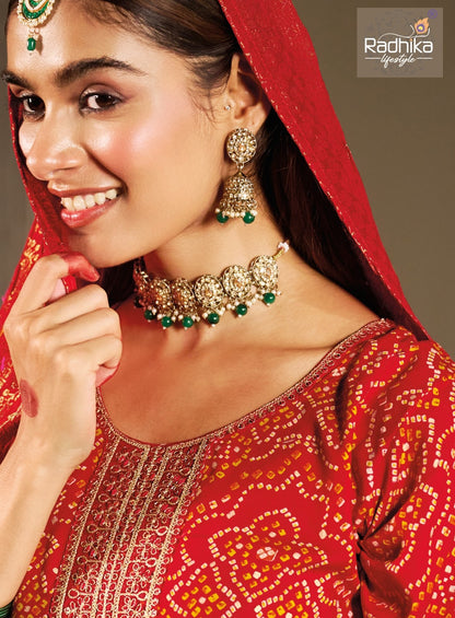 Prasang Vol 2 Karwa Chauth Special Radhika Lifestyle Reyon Readymade Anarkali Suits Exporter Ahmedabad