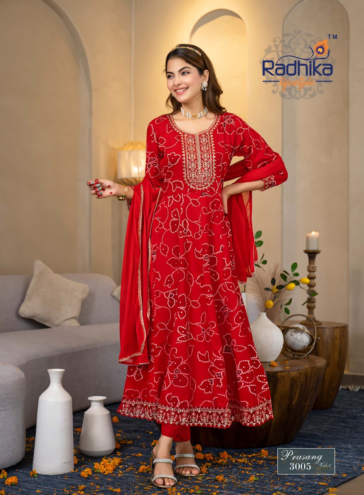 Prasang Vol 3 Karwa Chauth Radhika Lifestyle Reyon Readymade Anarkali Suits Manufacturer India