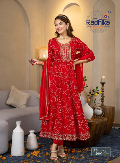 Prasang Vol 3 Karwa Chauth Radhika Lifestyle Reyon Readymade Anarkali Suits Manufacturer India
