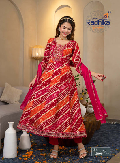 Prasang Vol 3 Karwa Chauth Radhika Lifestyle Reyon Readymade Anarkali Suits Manufacturer India