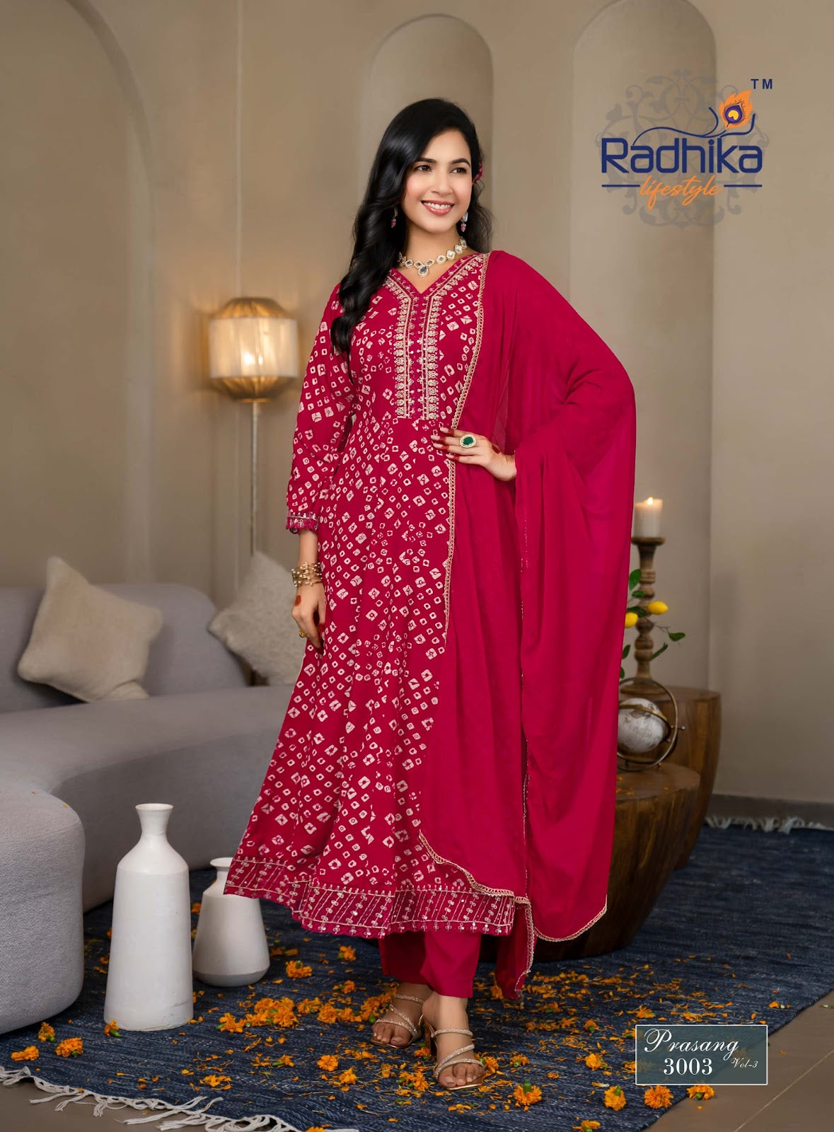 Prasang Vol 3 Karwa Chauth Radhika Lifestyle Reyon Readymade Anarkali Suits Manufacturer India