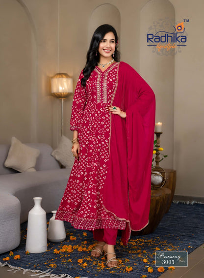 Prasang Vol 3 Karwa Chauth Radhika Lifestyle Reyon Readymade Anarkali Suits Manufacturer India