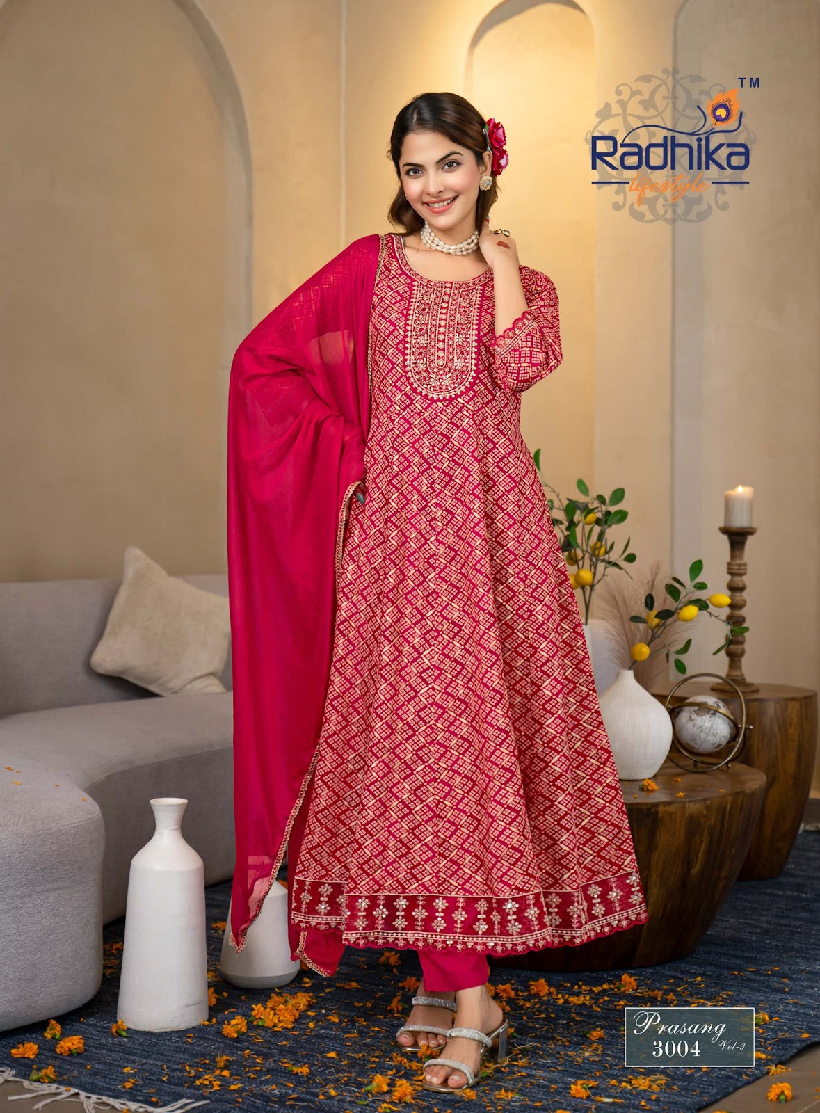 Prasang Vol 3 Karwa Chauth Radhika Lifestyle Reyon Readymade Anarkali Suits Manufacturer India