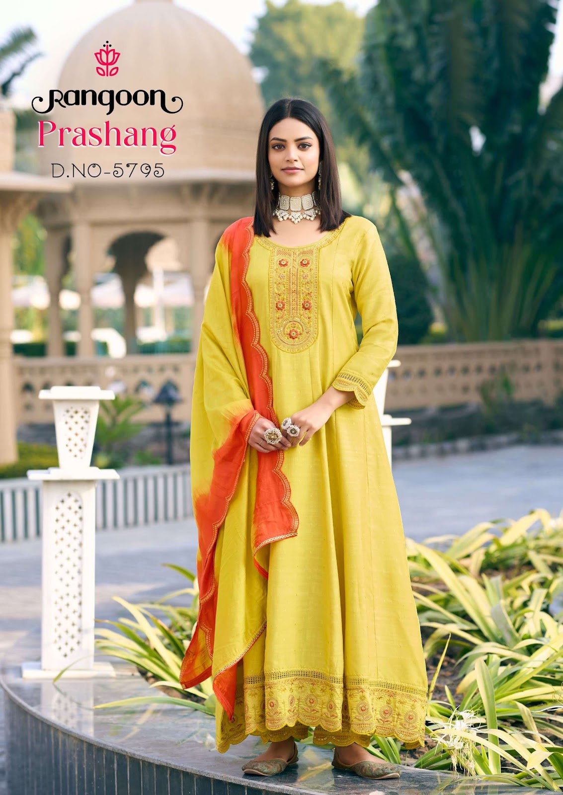 Prashang Rangoon Viscose Jacquard Readymade Anarkali Suits Wholesaler Ahmedabad