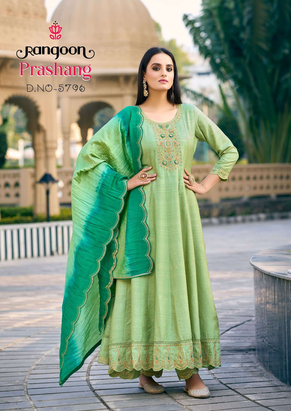 Prashang Rangoon Viscose Jacquard Readymade Anarkali Suits Wholesaler Ahmedabad