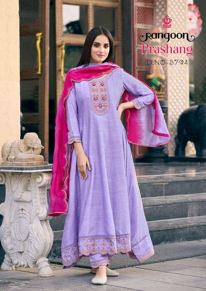 Prashang Rangoon Viscose Jacquard Readymade Anarkali Suits Wholesaler Ahmedabad