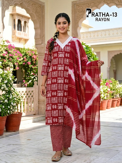 Pratha 1805 Prmnt Rayon Readymade Pant Style Suits Supplier India