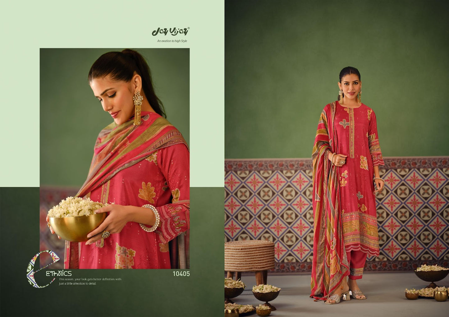 Pratha Jay Vijay Muslin Silk Pant Style Suits Wholesale Price