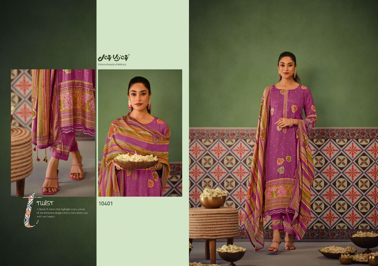 Pratha Jay Vijay Muslin Silk Pant Style Suits Wholesale Price