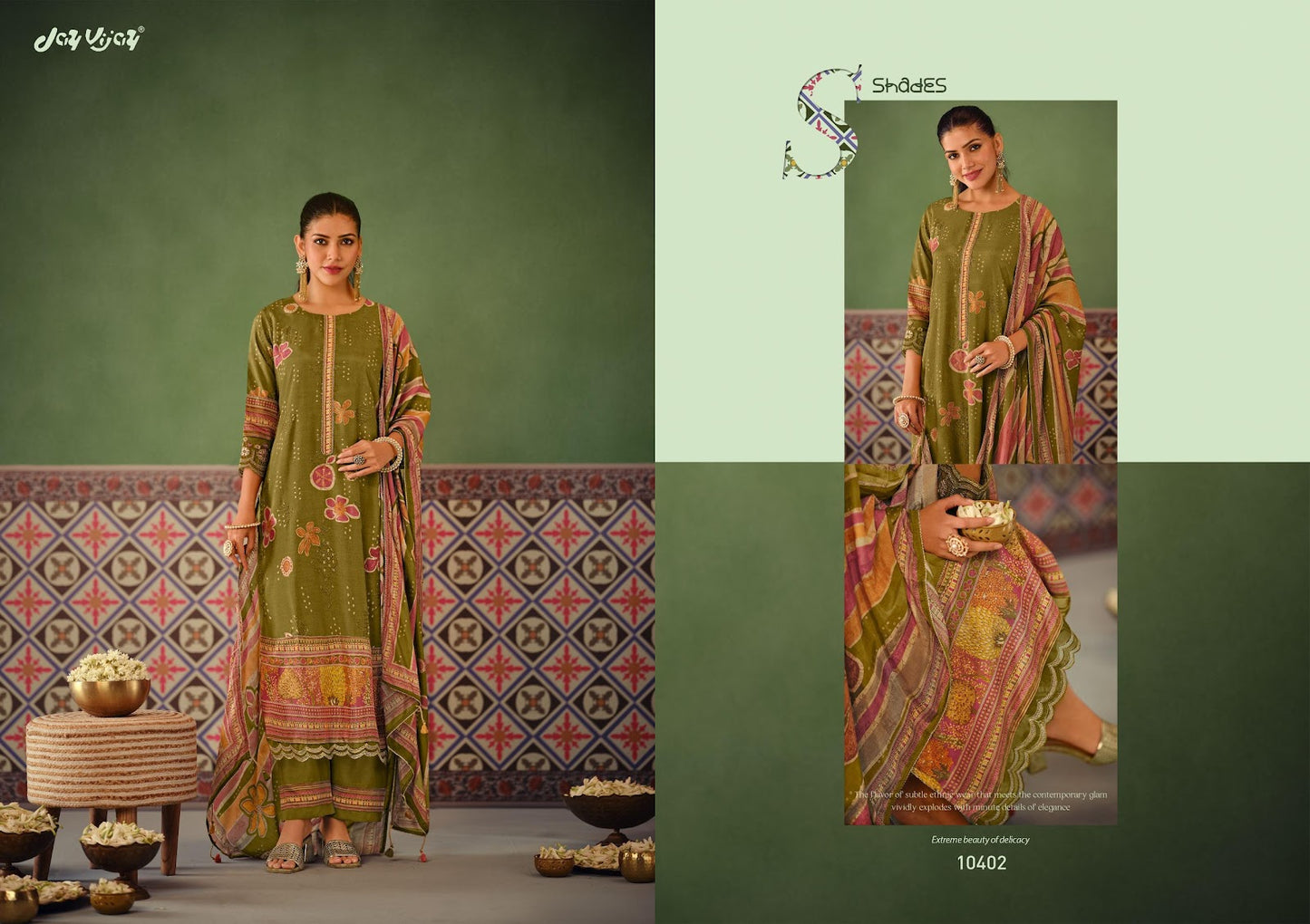 Pratha Jay Vijay Muslin Silk Pant Style Suits Wholesale Price