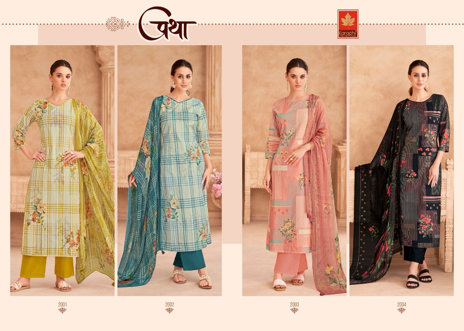 Pratha Karachi Prints Pure Lawn Pant Style Suits Exporter