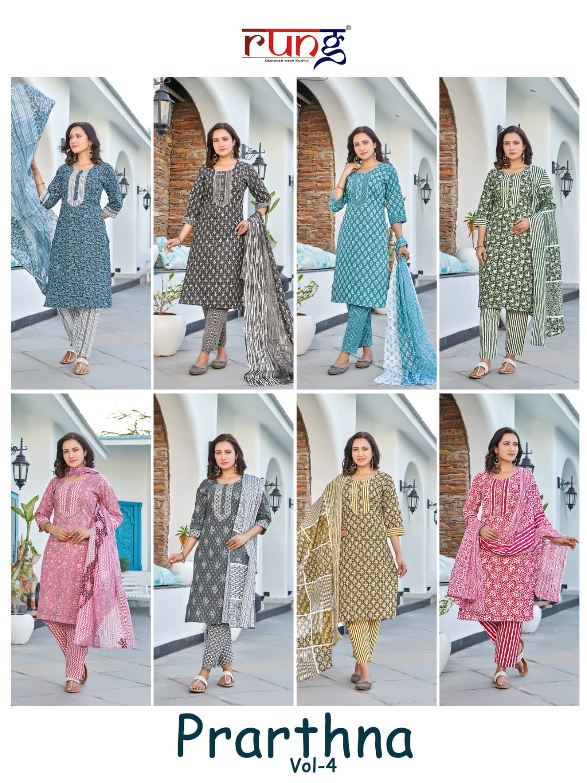 Prathna Vol 4 Rung Cotton Readymade Pant Style Suits