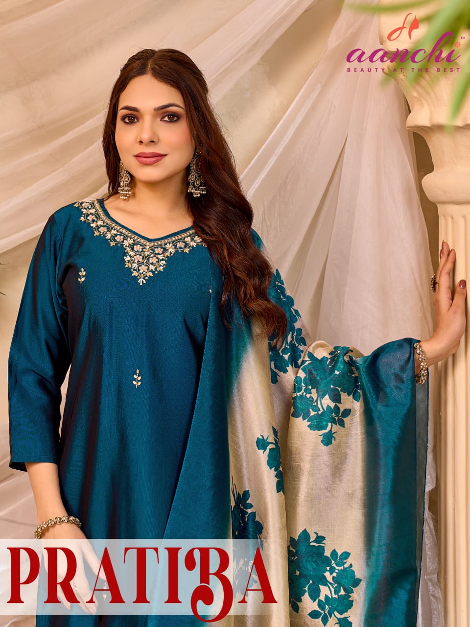 Pratiba Aanchi Silk Readymade Pant Style Suits Manufacturer