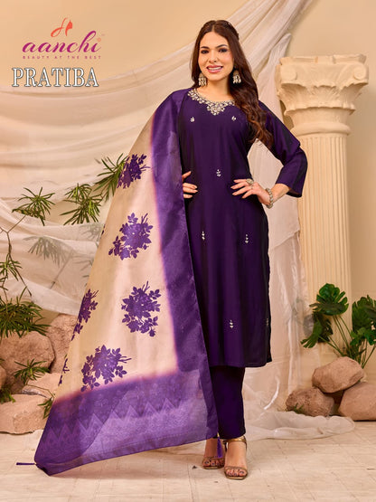 Pratiba Aanchi Silk Readymade Pant Style Suits Manufacturer