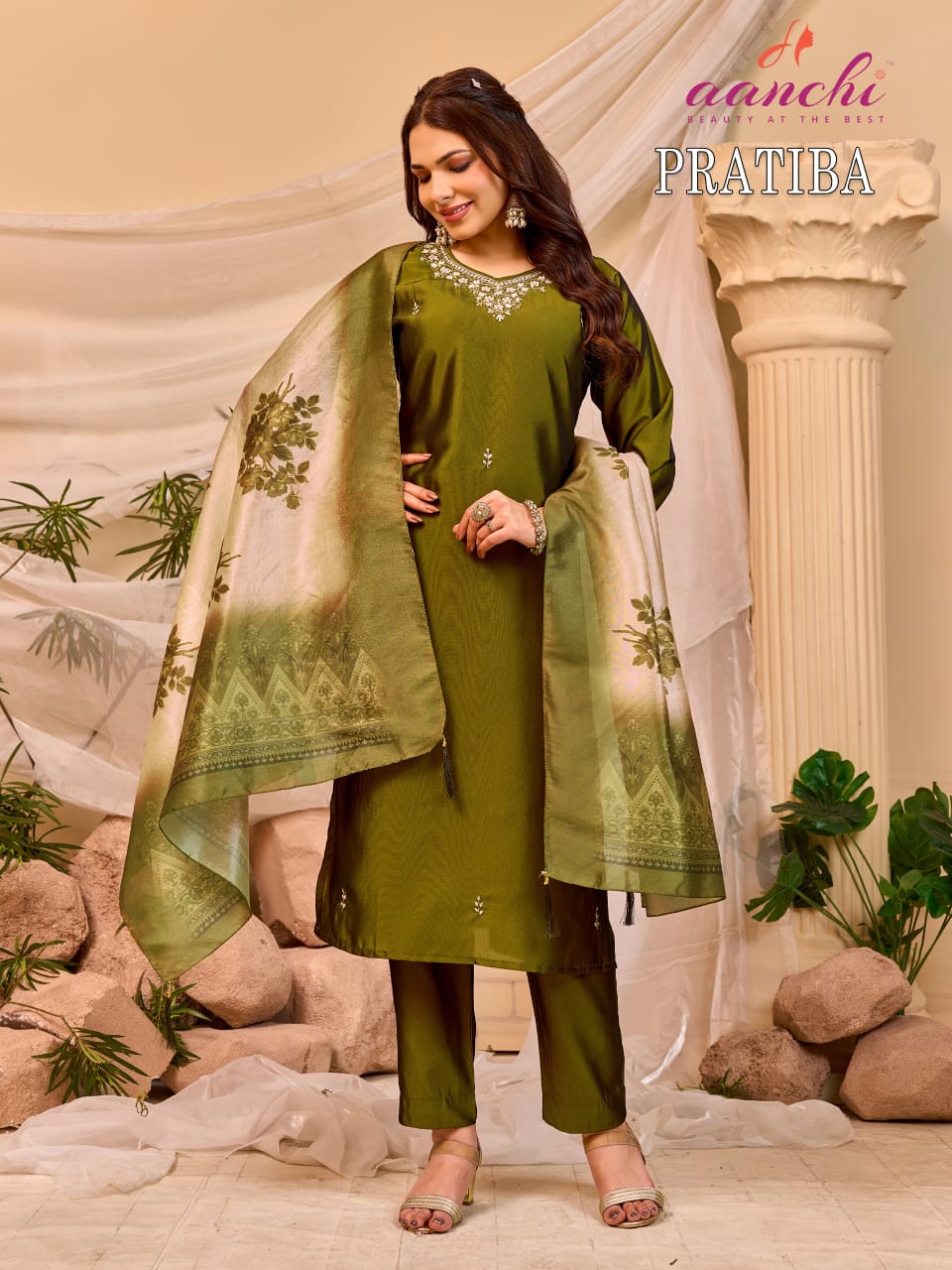 Pratiba Aanchi Silk Readymade Pant Style Suits Manufacturer