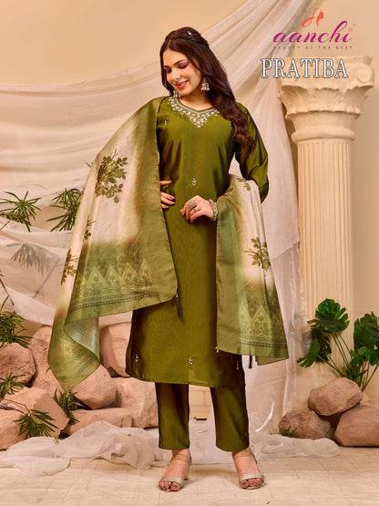 Pratiba Aanchi Silk Readymade Pant Style Suits Manufacturer