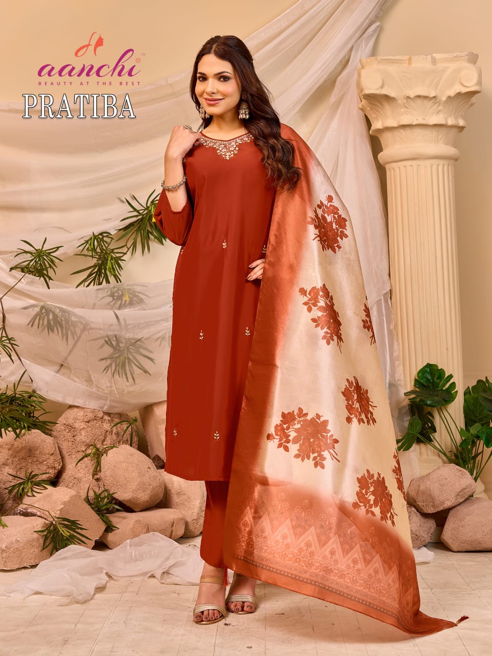 Pratiba Aanchi Silk Readymade Pant Style Suits Manufacturer