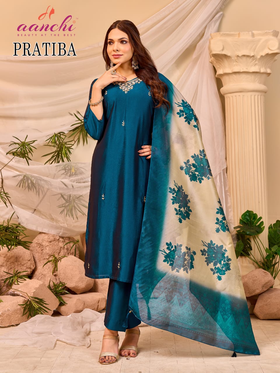 Pratiba Aanchi Silk Readymade Pant Style Suits Manufacturer