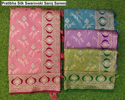 Pratibha Silk Swarovski Saroj Sarees Wholesale Rate