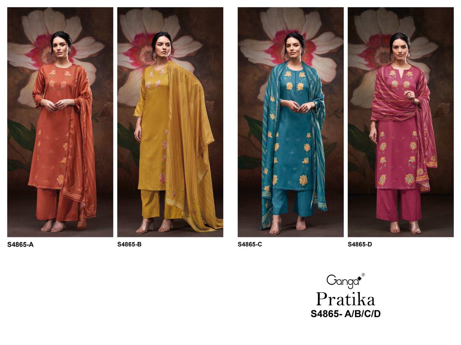 Pratika S4865 Ganga Cotton Pant Style Suits Wholesale Price