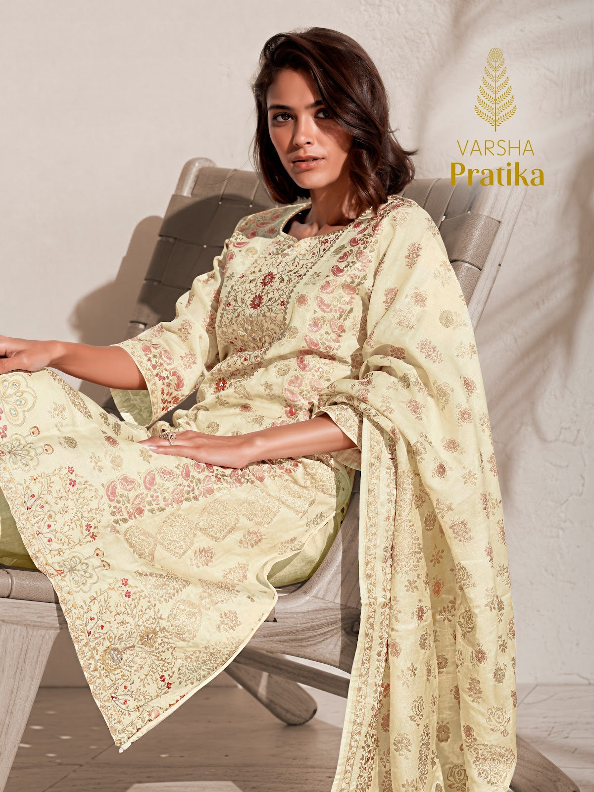 Pratika Varshaa Viscose Muslin Pant Style Suits Exporter Gujarat